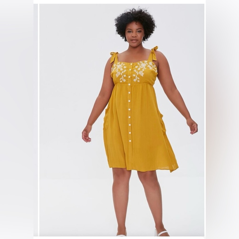 Forever 21 Mustard Yellow Floral Midi Dress